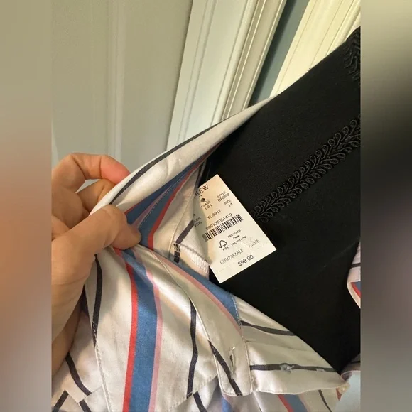 NWT J. Crew Factory Short Sleeved Striped Shirt Dress with pockets! - Picture 4 of 6